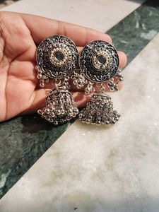 Oxidized Jhumka Earrings