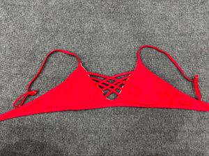Red Crisscross Bikini Top
