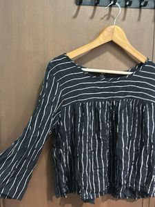Chic Black &amp; White Striped Boho Top