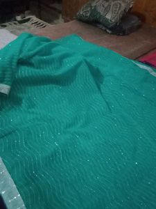 Emerald Green Sequin Scarf.Saree