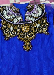 A Pretty Blue Colour Dress Party Wear Only Anarkali Suit For Pretty Ladies Size 34 Full Length In Good Condition But It Is Old No Any Damages Looking New Net Cloth Material