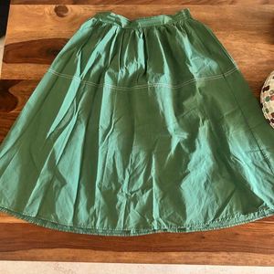 Bottle Green Cotton Skirt