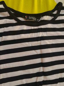 Striped Top with Long Net Like Dress
