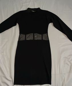 Black Sheath Dress with Mesh Detail
