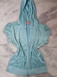 Authentic Juicy Couture Velour Coral Blue Hoodie