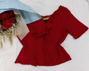 Red Cute Tie Top