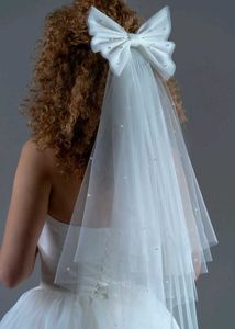Bow Clip Veil Style White Netted New
