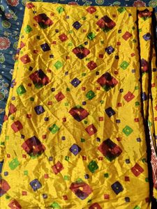 Vintage Silk Fabric - Geometric Print