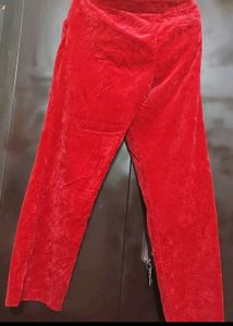 Red🔴 Velvet Trouser Pant For 34 Waist
