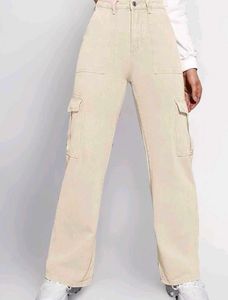 Beige Cargo Jeans