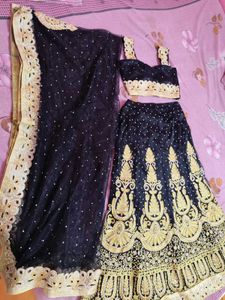 Elegant Black Gold Lehenga