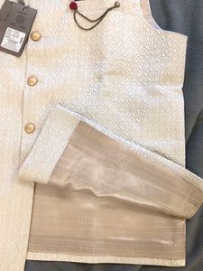 XXL - Printed Cream Nehru Jacket
