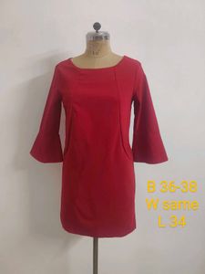Red Bell Sleeve Mini Dress