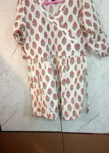 Floral Print Cotton short round kurti