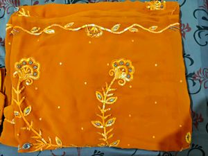 Elegant Orange Saree with Blouse