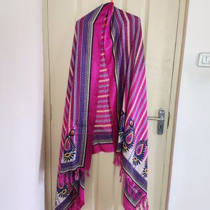 Dupion Silk Magenta/Pink Dupatta