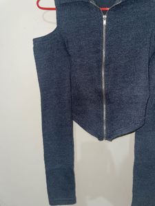 Cold Shoulder Zipper Top