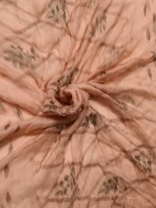 Peach Printed Embroidered Cotton Kurta Set