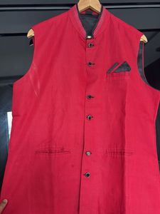 Red Ethnic Jacket Modi Coat