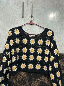 Zara Crochet Daisy Sweater