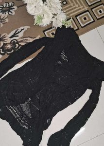 Black Net Shrug Full Sleeves