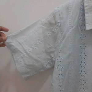 Eyelet Embroidered Floral Shirt