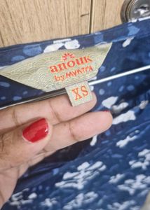 Anouk Navy Blue Ethnic Motifs Printed Kurta