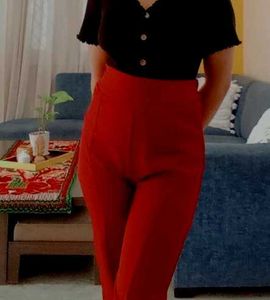 Red high-waisted pants