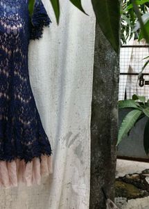 I. Navy Lace Mini Dress