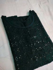 Black Embroidered Short Kurti For Women