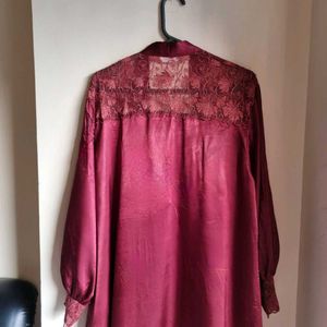 Elegant Maroon Silk Robe