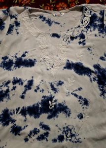 Tie-Dye Embroidered Tunic Short Kurti