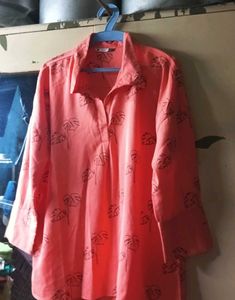 Coral Print Long Sleeve Top