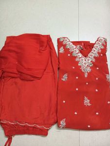 Red Embroidered Salwar Kameez