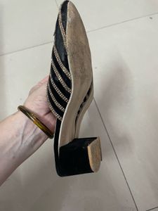Embellished Black Velvet Mules