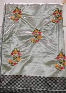 😍🌷New Beautiful Greyish Art Slik Saree😍🌷