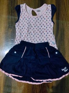 Pink Star Print Top with Skirt