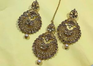 Silver &amp; Gold Jhumka Earrings with Pearl Accents