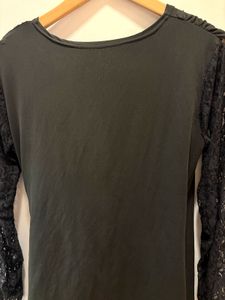 Beautiful Black Lace Sleeve Wrap Top