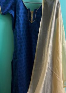 Blue Kurta with duppatta and pabt
