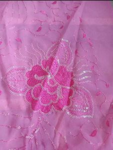 Pink Georgette Sequence Saree
