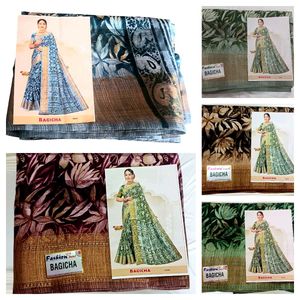 New Cotton Saree With Blouse Piece Pack Of 5