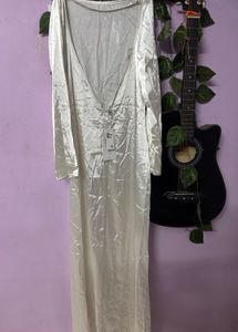 NEWME Silver Satin Maxi