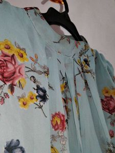 🪬Sky Blue Balloon Peplum Top
