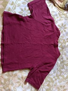 Burgundy Textured Crop Top