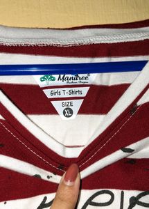 White And Maroon Striped Top