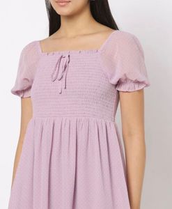 Women Lavender Polka Dot Dress