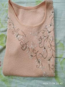Peach Colour Embroidered Suit With Beautiful Stoll