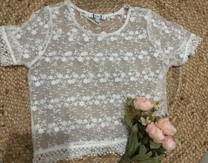Off White Net Partywear Top