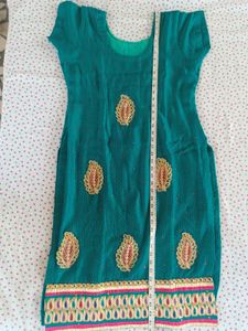 Teal Embroidered Kurti